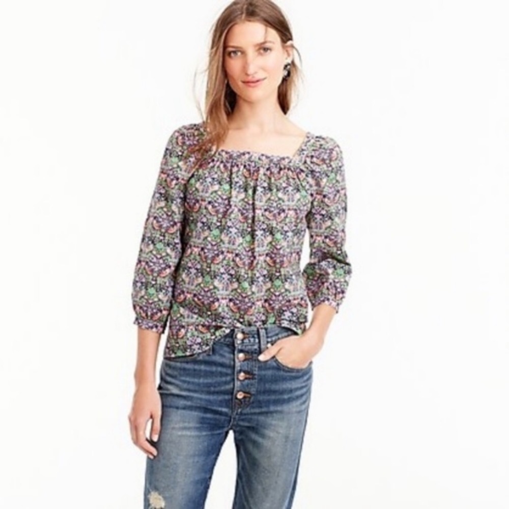 J Crew Liberty Arts fabric Penny Top Square Neck